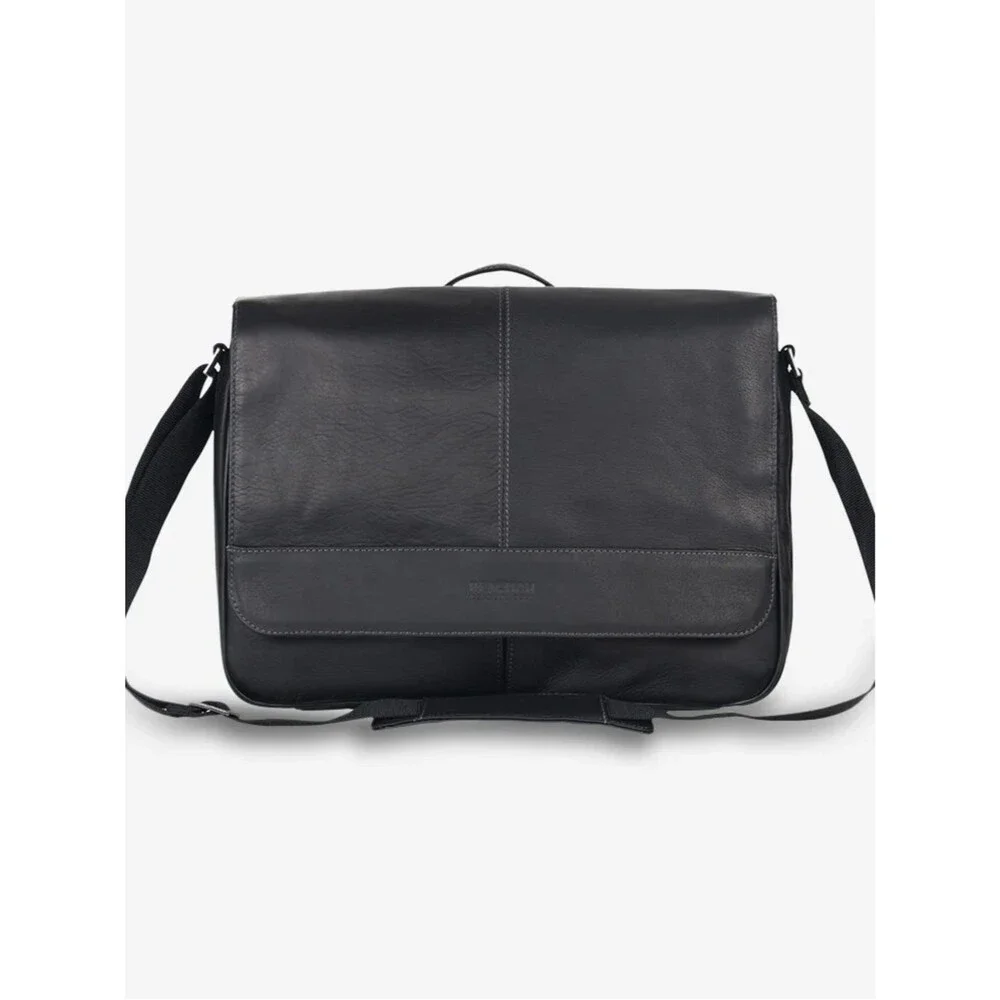 Kenneth Cole Black Leather Messenger COLOMBIAN LEATHER CROSSBODY MESSENGER BAG